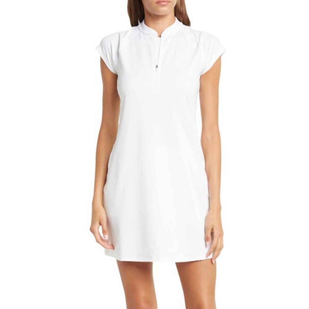 NWT Zella Touring Dress White Short Sleeve Zip-Up Dress Sz Large